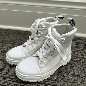 Dr Martens White Women's High-Top Canvas Lace-Up Boots